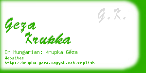 geza krupka business card
